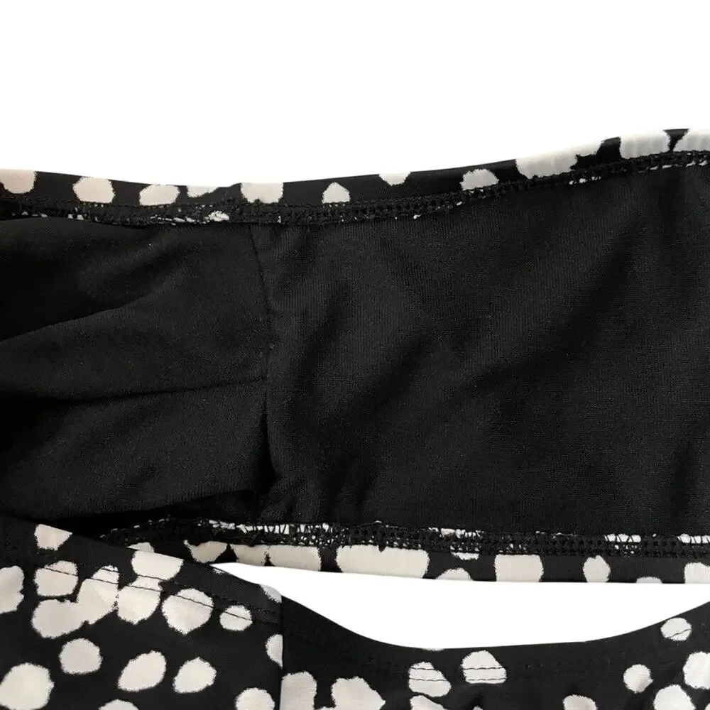 Catalina Black & White Scattered Polka Dot Twist Front Swimsuit Size 3X